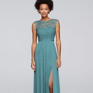Long Bridesmaid Dress with Lace Bodice

F19328